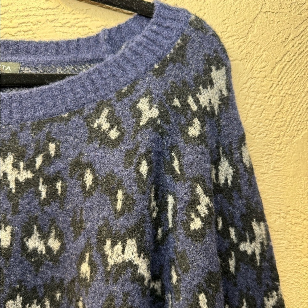 NWOT Athleta Hawthorne Textured Leopard Print Merino Wool Blend Crew Sweater 1X - Picture 5 of 7